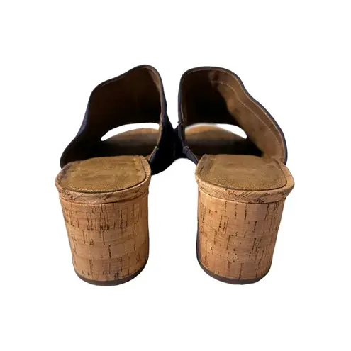 Aerosoles Women's Sz 11 W Blue Mid Level Heeled Sandal Cork Block Heel Open Toe