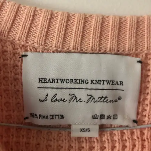 I Love Mr. Mittens Cotton Waffle Knit Oversized Sweater in Pink Size XS/Small