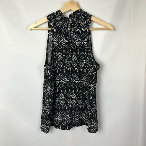 Acemi Boutique Black & White Geometric Printed High Neck Tank Top S