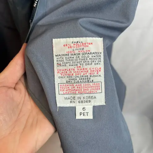 Trench Coat Lightweight Classic Double Breasted Casual Chic Classic Size 6P Blue