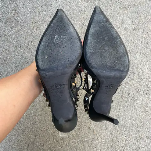 Valentino Garavani Valentino Rockstud Noir ankle strap pointy toe sandal size IT 35.5 US 5.5