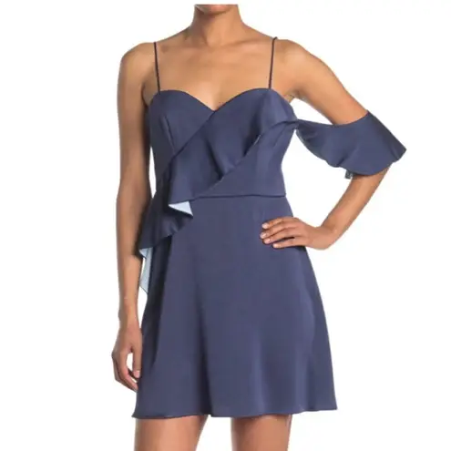 ABS Allen Schwartz Allen Schwartz ABS Celine Ruffed Mini Dress Denim Blue