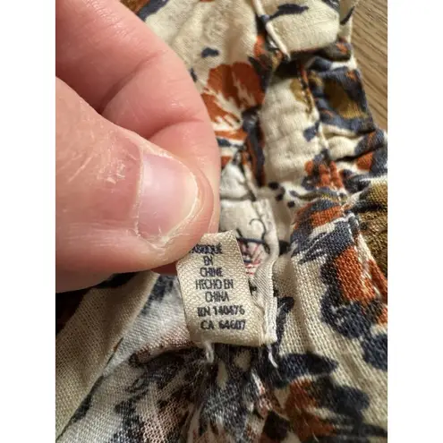 Faherty Portia Linen Blend Top Floral Peasant V Neck Size Small Cottagecore