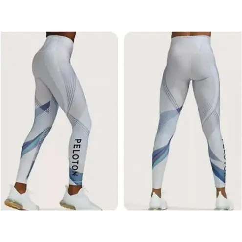 Peloton Women's Leggings High-Waist Geo White Blue Sails Geometric Size XL