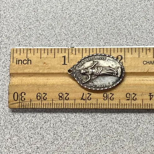 Vintage Sterling Silver Catholic Devotional Medal Seek What Is Above Pendant