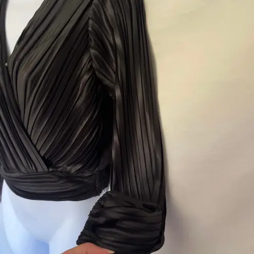 Japna  Satin Pleated Wrap Womens Top Sz S Indie Holiday Glam Cocktail NYE  Deep V thumbnail 6
