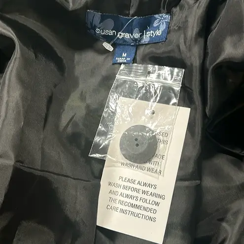 Susan Graver one button Teal Black Velvet evening light Jacket Blazer Medium NEW