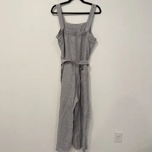 Everlane  The Linen Side-Button Blue White Striped Jumpsuit 10 - Image 8