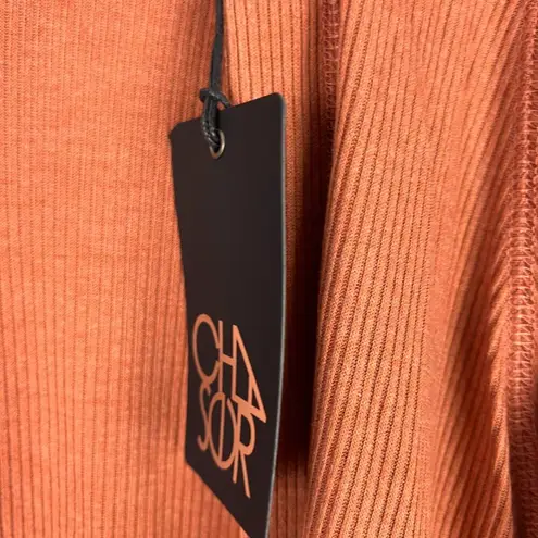 Chaser NWT  Ribbed Open Front Cardigan Pockets Orange Size Small S NEW
