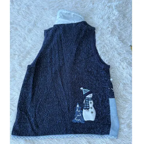 White Stag Women's Novelty Snowman Christmas Sweater Vest Fleece Collar S