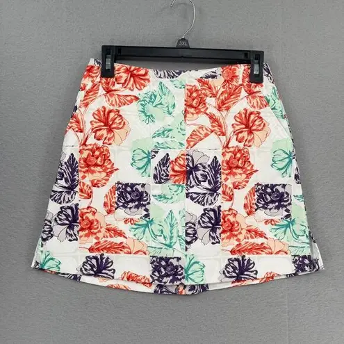 Lady Hagen  Skort Womens 0 White Multicolor Floral Summer Golf Sporty Preppy Chic