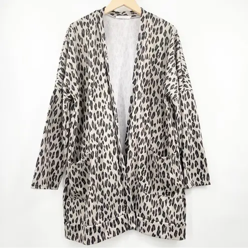 AMARYLLIS Cardigan Leopard Open With Pockets Animal Print Long Sleeve Size 1X - Image 2