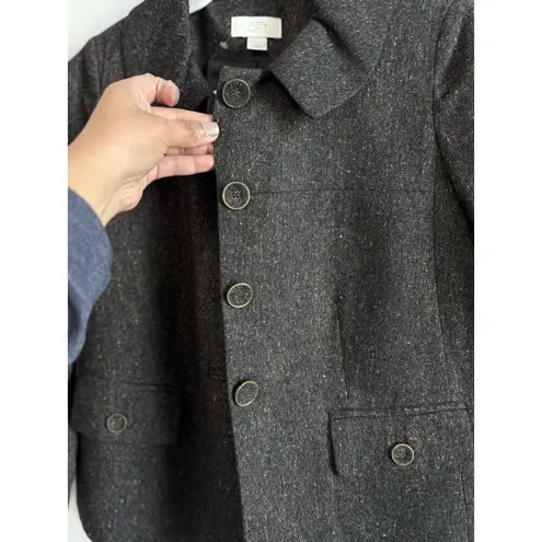 Ann Taylor Loft Women’s Size 4 Blazer Wool Blend Brown Tweed Suit Jacket Lined