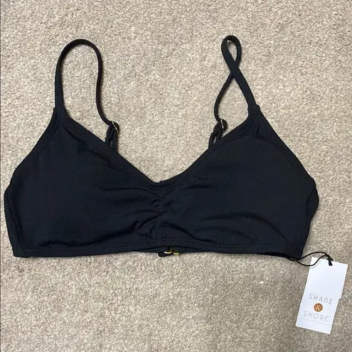 Shade & Shore  Black Ribbed Bikini Swim Top Size M - Image 1