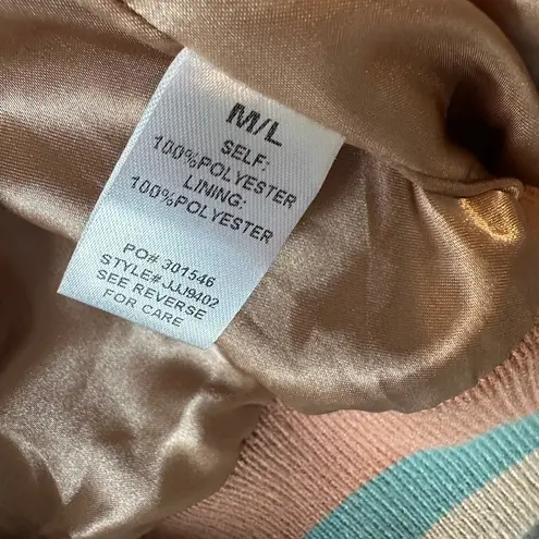 Prómesa Promesa Tan Sherpa Teddy Bomber Jacket Size M Cozy Striped Cuff Teddy Coat