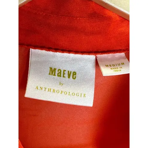 Maeve Women's Size M Orange Ruffled Button Down Blouse EUC