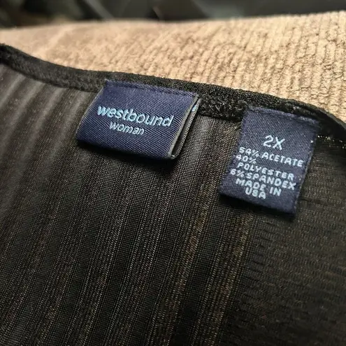 Westbound 2X Textured Long Sleeve Top - Black