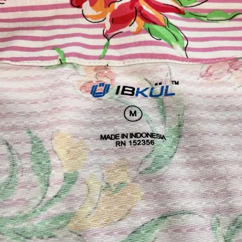 IBKUL UPF 50 Johanna Long Sleeve 1/4 Zip Pink Floral Athletic Dress MEDIUM