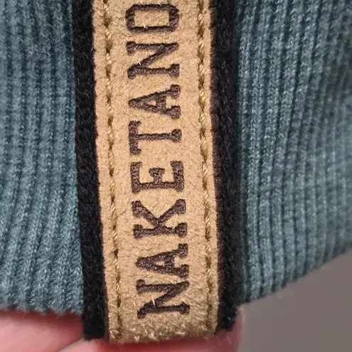 Naketano Darth Green Hoodie Owl Patch Cowl Neck Drawstring Large Sweatshirt