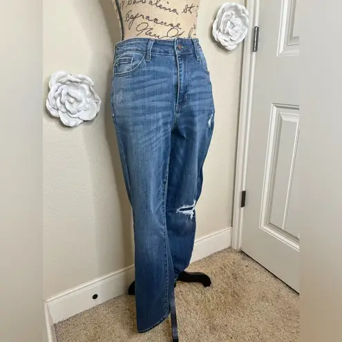 Judy Blue High Waist Distressed Straight Leg Boyfriend Jeans Size 7/28 - Image 6