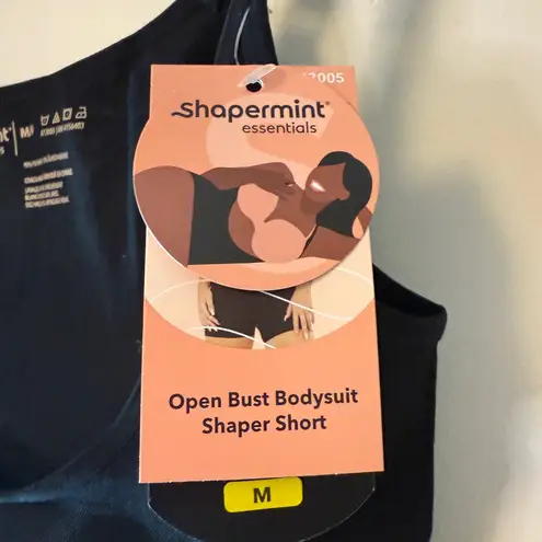 Shapermint Essentials Open Bust Bodysuit Shaper Shorts Med Black Shapewear NWT
