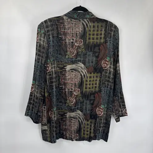 Vintage 80s Kensington Square Blazer Womens XL Black Grunge Dark Romantic