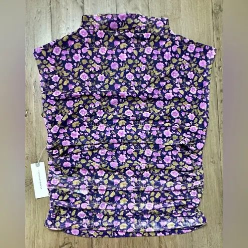 Maeve NWT Anthropologie Mock-Neck Mesh Muscle Top - XL - Navy