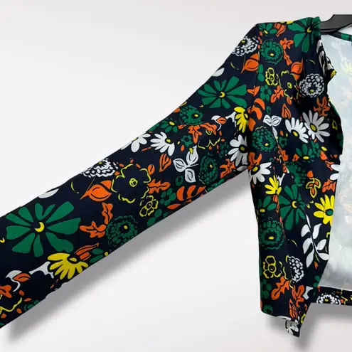 Emery Rose XS Open Cardigan Black Floral Colorful Top Formal Party Cropped Black