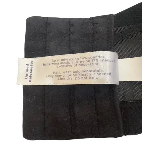 Cacique Black Metallic Gothic Lace Unlined Balconette Bra Strappy Detail 44DDD