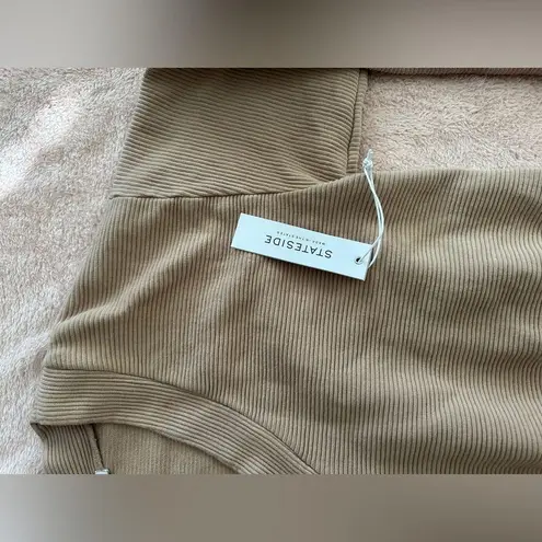 Stateside NWT Boutique Brown Ribbed Sweater Womens Crewneck V-Neck Size Large