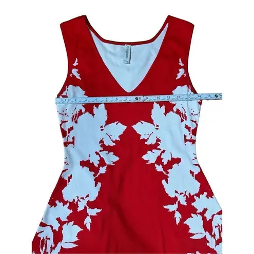Yoana Baraschi Petaluma Fit & Flare Floral Sweater Knit Dress S Petite Red Ivory