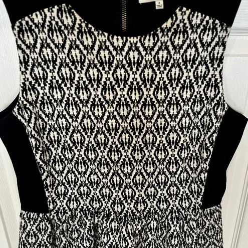 Madewell  Afternoon Dress Diamond Jacquard Tribal Black White Sleeveless Sz Small