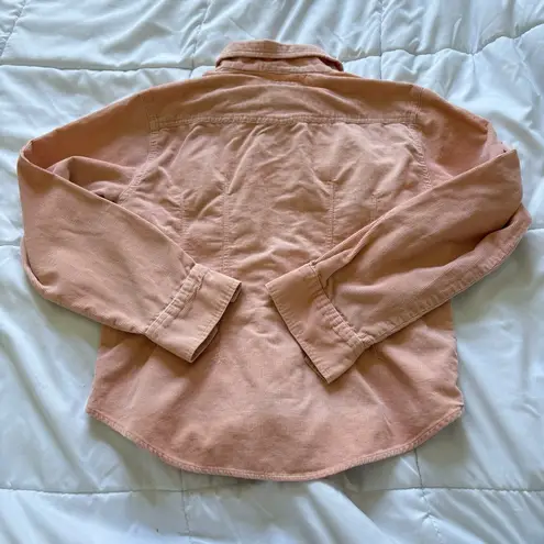 VTG 1980s Jean Jacket Women Small Corduroy Collar Barn Coat Coral Orange Y2K 90s