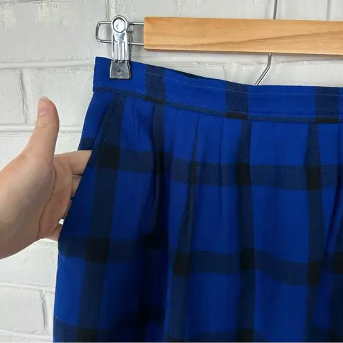 Pendleton Vintage Blue Plaid 100% Virgin Wool Skirt Size 12