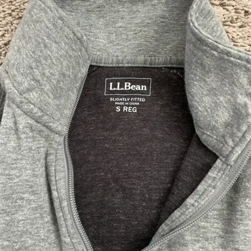 LLBean Women Gray Quarter Zip Pullover Sweatshirt Sz S Lightweight Cotton Blend