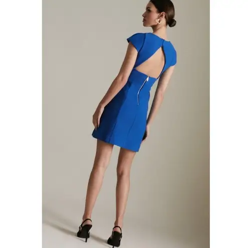 Karen Millen Women's Royal Cobalt Blue Dress sz 12 Curve Figure Form Cap Sleeve