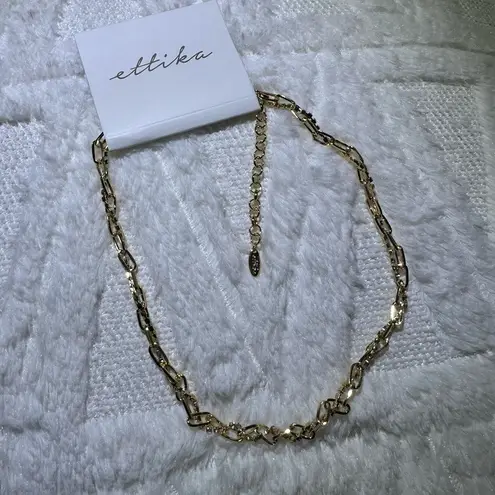 Ettika Gold Tone Chain Link Necklace with Rhinestone Detail