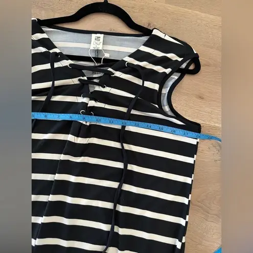 Beach By Exist maxi dress black white stripes size Large NWT