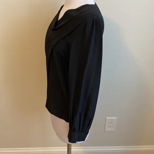 Amanda Uprichard  Black Silk Crossover Panel Blouse