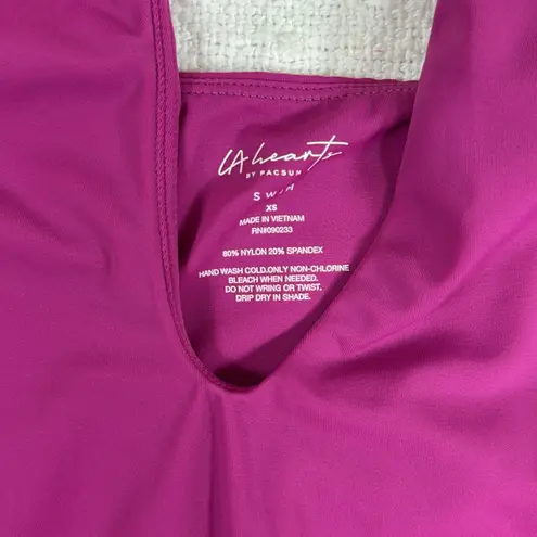 PacSun NWT LA‎ Hearts by  Magenta One-Piece High Leg Cheeky Swimsuit Size XS