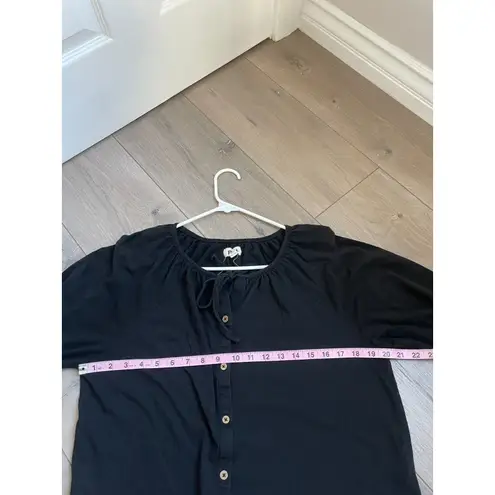 PACT Sea Salt Josie Poet Sleeve Blouse Top Women S Organic Cotton Linen Black