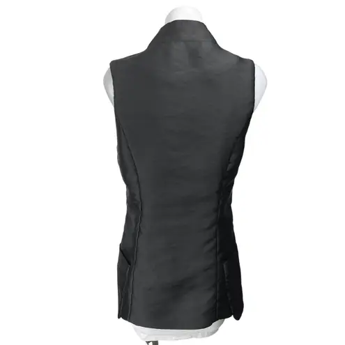 Elliatt Black Silk Satin Sleeveless Double Breasted Blazer Vest Coat Jacket Sz M