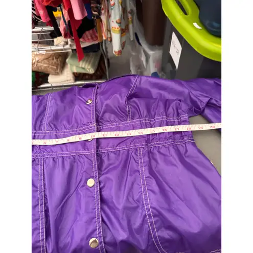Vintage 1970s Purple Nylon Rain Coat Snap