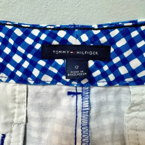 Tommy Hilfiger Women's  Chino Shorts Size 12 Blue White Gingham 4.5” Inseam
