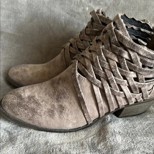 Fergalicious Brown Heeled Boots with Vintage Woven Detail