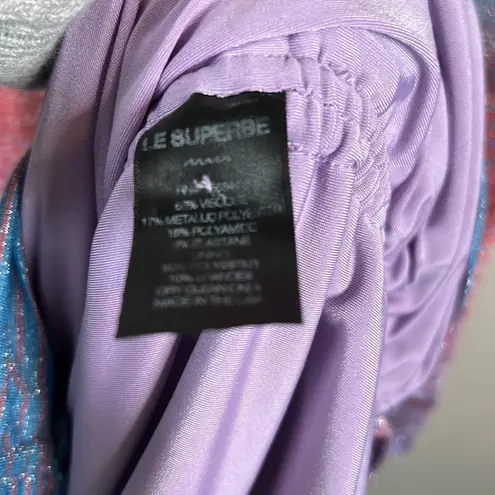 Le Superbe Baccara Ruched Metallic Striped Tank Dress Size S Pink