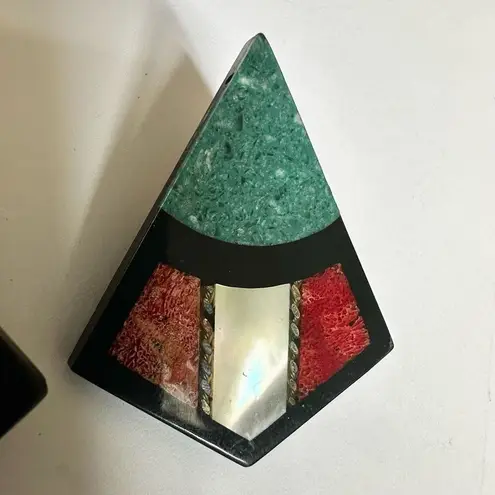 Vintage Inlaid Geometric Earrings – Aztec Art Deco Style Studs Blue