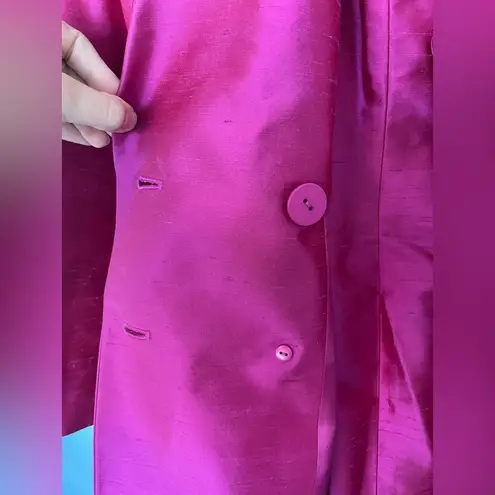 Ellen Tracy Vintage Magenta 100% Silk 2 Piece Suit Size 6