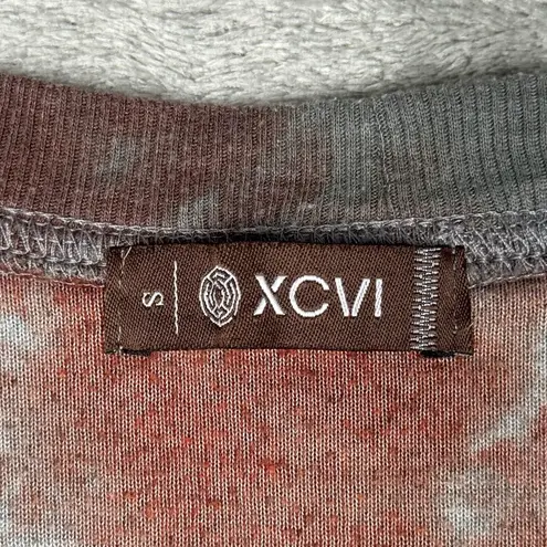 XCVI Shirt Womens Small Gray Red Tie Dye Burnout Comfy Casual Everyday Lounge