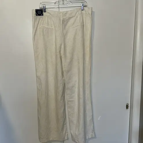 SoundStyle Linen Blend Wide Leg Pants Trousers Sand Palm Print Women’s 16